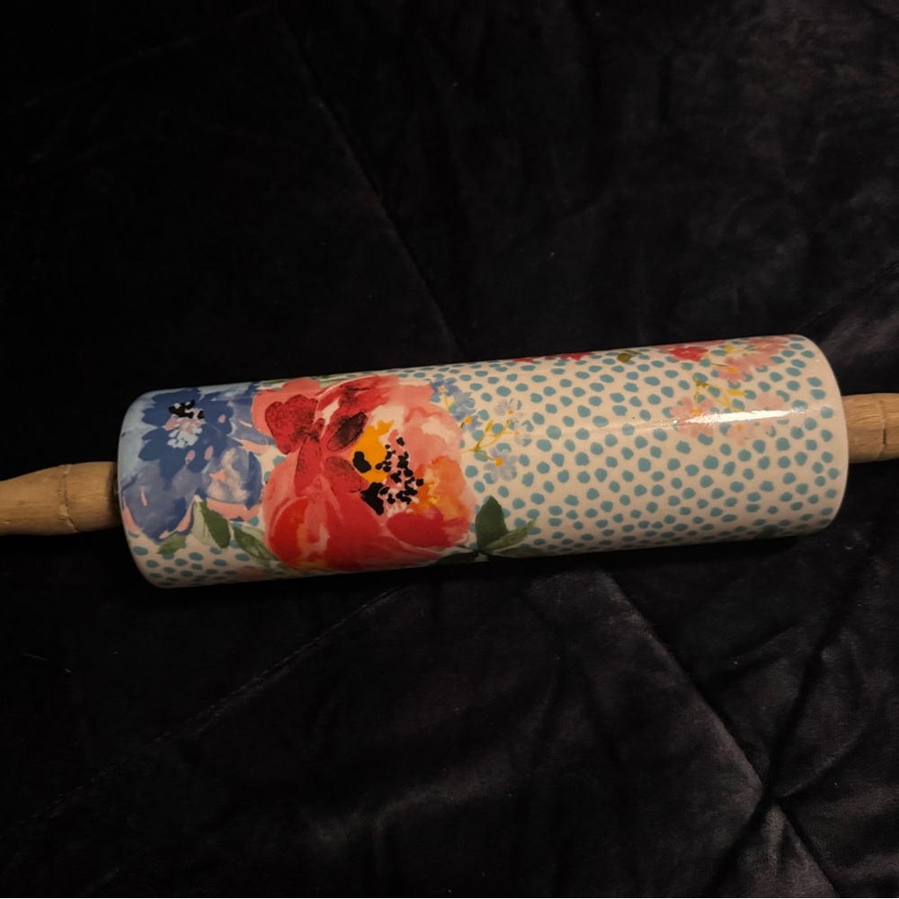 The Pioneer Woman Floral Rolling Pin - Red and Blue **retired**
